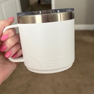 Brand New YETI White Mug with Stainless Steel Rim 14ounce.
